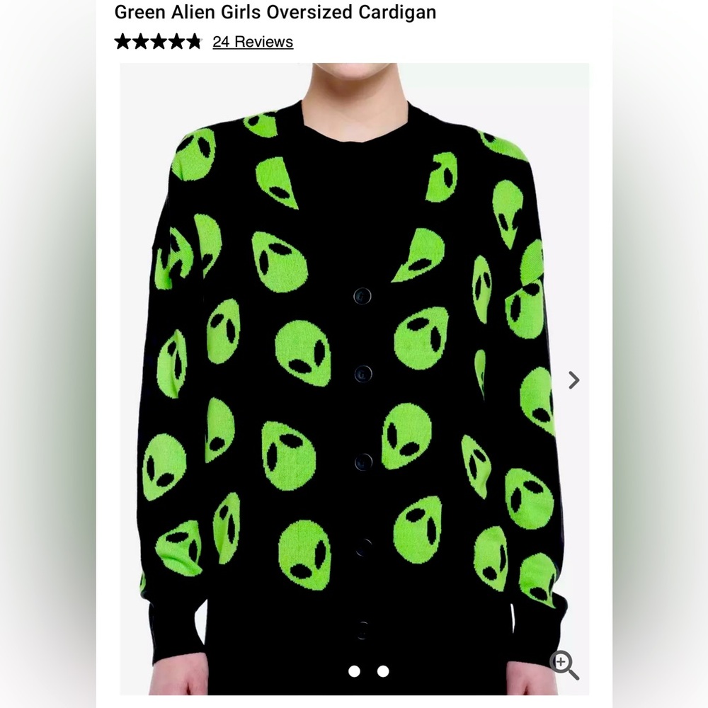 Social Collision Hot Topic Green Alien Cardigan